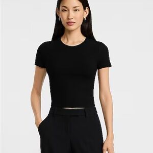 Express Essential Fitted Ribbed Cropped Short Sleeve Baby Tee